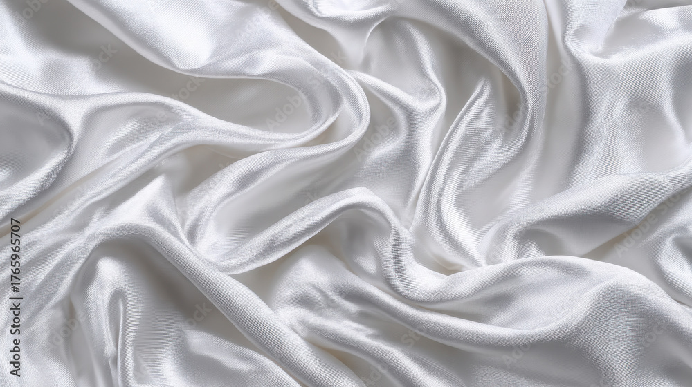 Obraz premium Silk fabric drape white satin texture gentle light soft folds luxurious background elegant smooth sheen