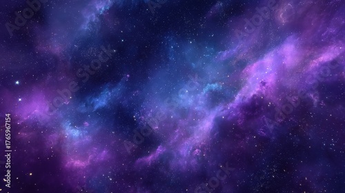Starfield Nebula with Purple and Blue Gas Clouds