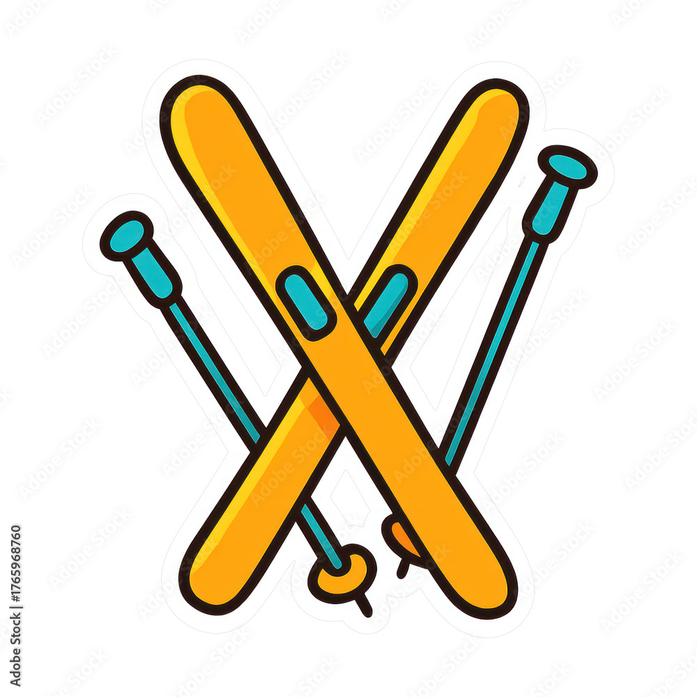 Obraz premium PNG Ski equipment cartoon illustration.