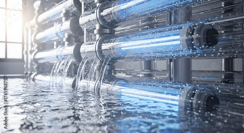 Industrial water purification system utilizing ultraviolet light technology for disinfection and sterilization of flowing water