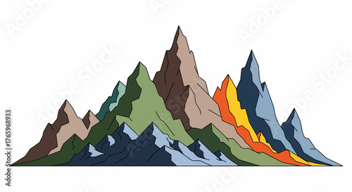 Vector Illustration of Colorful Mountains