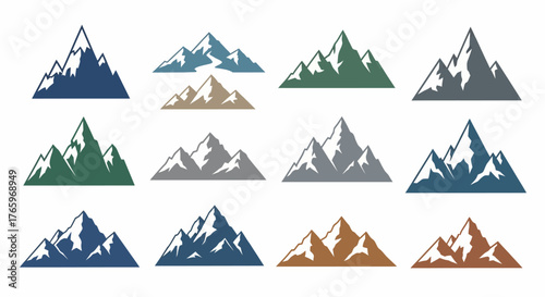 Vector Mountain Range Collection Diverse Shapes & Colors for Outdoor Adventure Designs