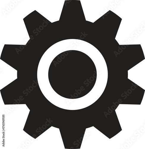 Black Gear Icon Vector Illustration