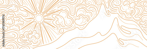 High mountains. Art travel card, summer adventure