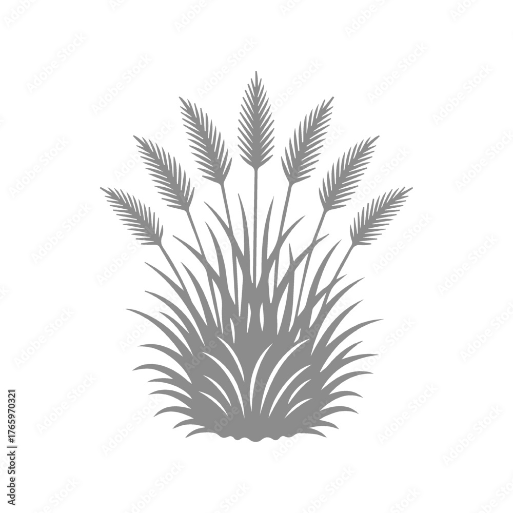 Fototapeta premium Stylized Pampas Grass Clump Silhouette