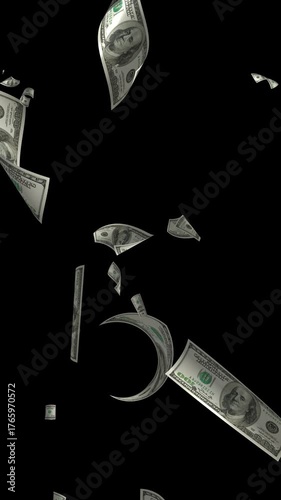 Money Rain Falling in Slow Motion – Cash Falling Background for Business and Finance Concepts PNG
