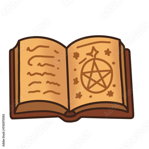 Magic Spell Book – Witchcraft Cartoon Illustration