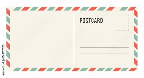 Blank Postcard Template For Messaging And Communication With Address Area And Stamp Box