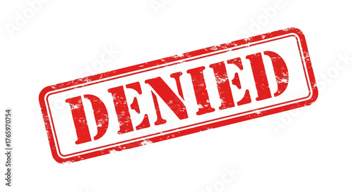 Red denied stamp with a distressed texture, symbolizing rejection or refusal