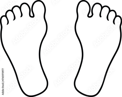 two human feet with toes and arches facing upwards silhouette vector