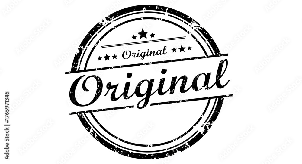 Obraz premium Vintage Circular Stamp Label Reading 'Original' with Stars, Emphasizing Authenticity and Uniqueness