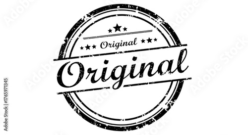 Vintage Circular Stamp Label Reading 'Original' with Stars, Emphasizing Authenticity and Uniqueness
