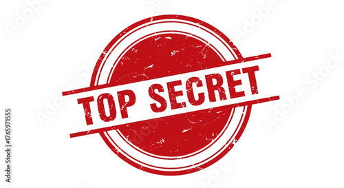 Top Secret Stamp - Red Circular Seal with Diagonal Text Indicating Confidential Information or Classified Document