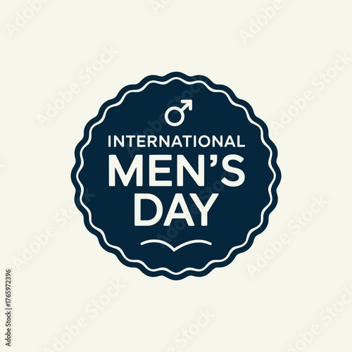 Vector art of international mens day circular badge with male symbol and text