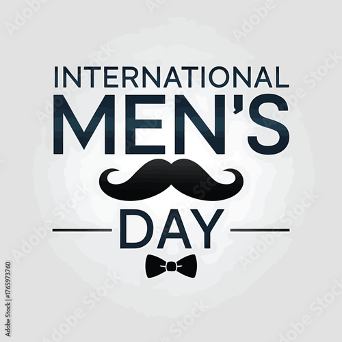 Vector art of international mens day celebration with a mustache and bow tie graphic, symbolizing masculinity and style