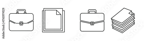 Vector art of business briefcase and document icons a vector set representing work, finance, and professional organization on transparent background
