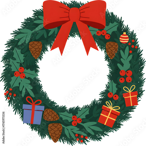 Christmas Wreath_Ornament Decoration_Red Ribbon Decoration