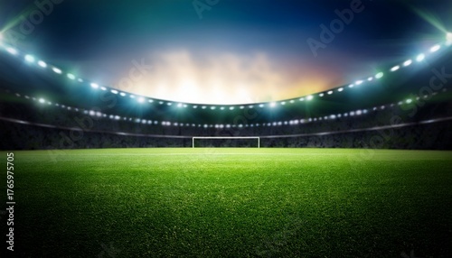 lawn in the soccer stadium football stadium with lights grass close up in sports arena background