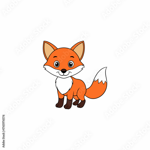 Cute cartoon fox with big eyes and fluffy tail
