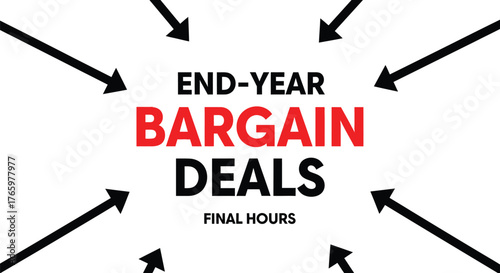 Endyear bargain deals final hours isolated on white background with black arrow