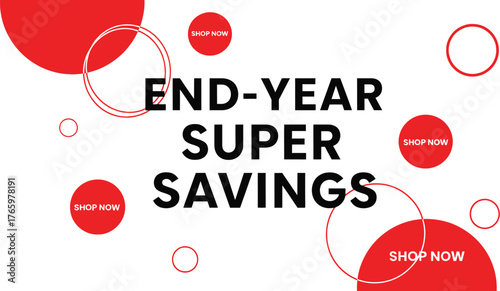 Endyear super savings promotion isolated on white background, offering great discounts