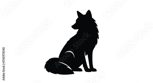 A striking silhouette of a fox sitting peacefully in a simple design
