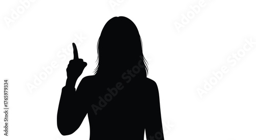 Silhouette of a woman raising her index finger in a gesture