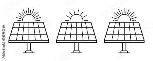 Outline Solar Panel Icons Vector Set 