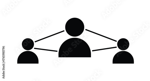 Simple illustration depicting three people connected by lines representing relationships