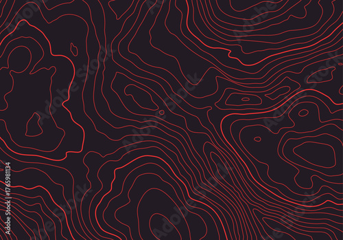 Topographic map background with altitude lines. Abstract terrain topography with elevation levels of the relief