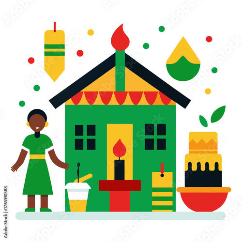 Kwanzaa Celebration Family Gathering Vector Artwork