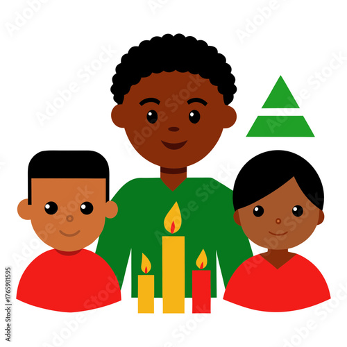 Kwanzaa Principles Teaching Children Vector Illustration