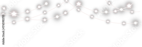 Christmas bulbs twinkle with gentle shine, festive garland string light PNG