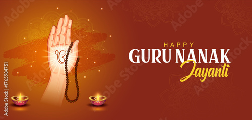 Happy Gurpurab, Guru Nanak Jayanti festival of Sikh celebration background