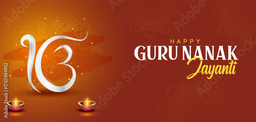 Happy Gurpurab, Guru Nanak Jayanti festival of Sikh celebration background