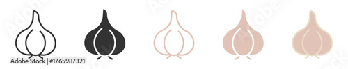Garlic icon set, vector illustration . 