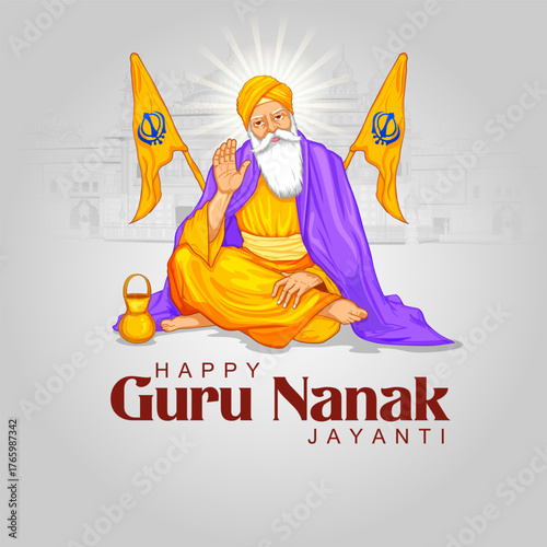 Happy Gurpurab, Guru Nanak Jayanti festival of Sikh celebration background