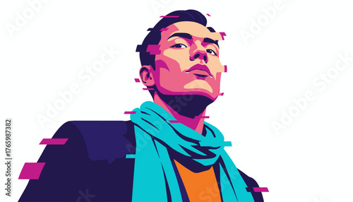 Streamlined Flat Design Portrait of a Focused Professional for Corporate Branding and Web UI/UX Concepts