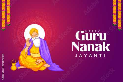Happy Gurpurab, Guru Nanak Jayanti festival of Sikh celebration background