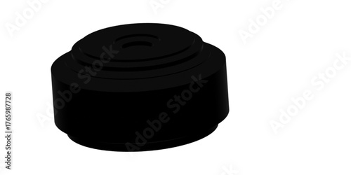 Black plastic bottle and black and white wine bottles are isolated objects next to a metal dumbbell on white