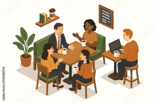 Collaborative meeting with diverse adults in office setting