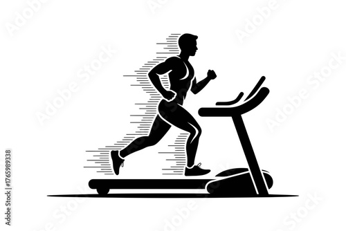 Man running on a treadmill, symbolizing fitness and exercise.