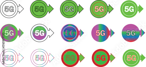 5G Text Vector, Wireless Network and Technology Symbol