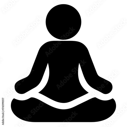 Vector art of black silhouette of a person meditating in a lotus position