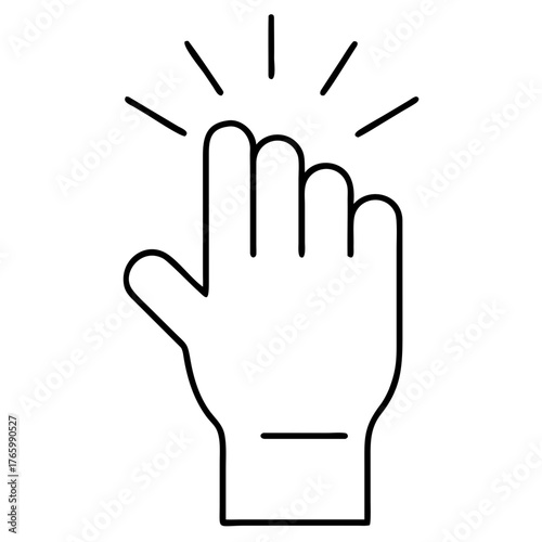 Vector art of outline of a hand with fingers raised, indicating a knock or tap