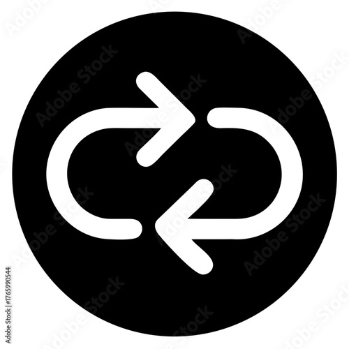 Vector art of circular icon with two interlocking arrows indicating repetition