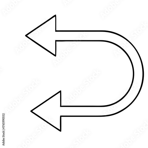 Vector art of two opposing uturn arrows indicating a reversal or back and forth movement