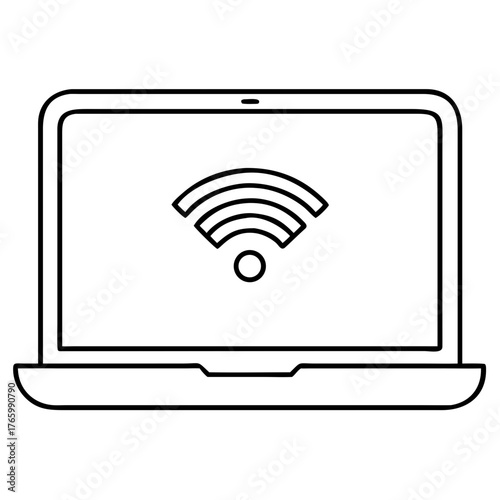 Vector art of laptop computer displaying a wifi symbol