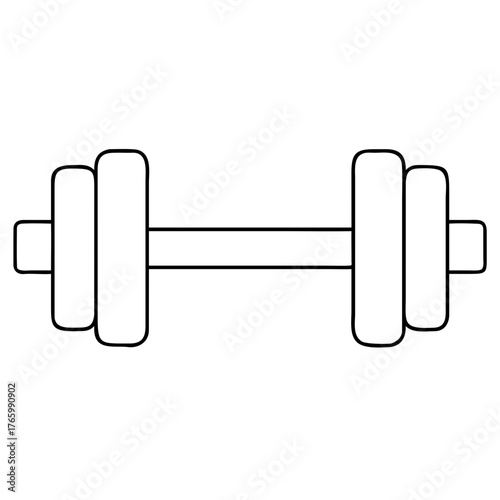 Vector art of line drawing of a dumbbell, representing weightlifting, fitness, exercise, and strength training