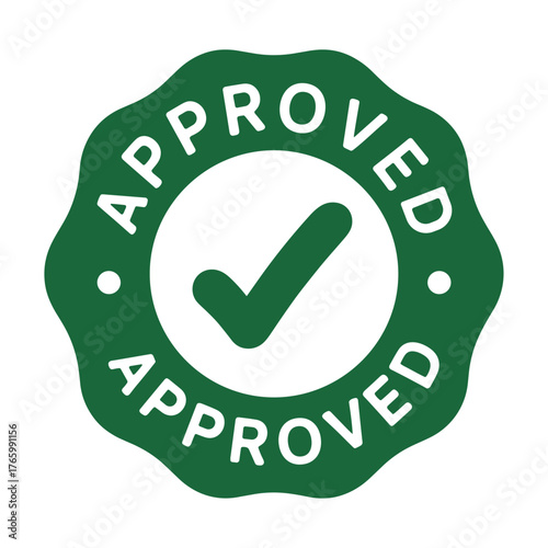 Green approved stamp vector illustration with checkmark for business and quality assurance